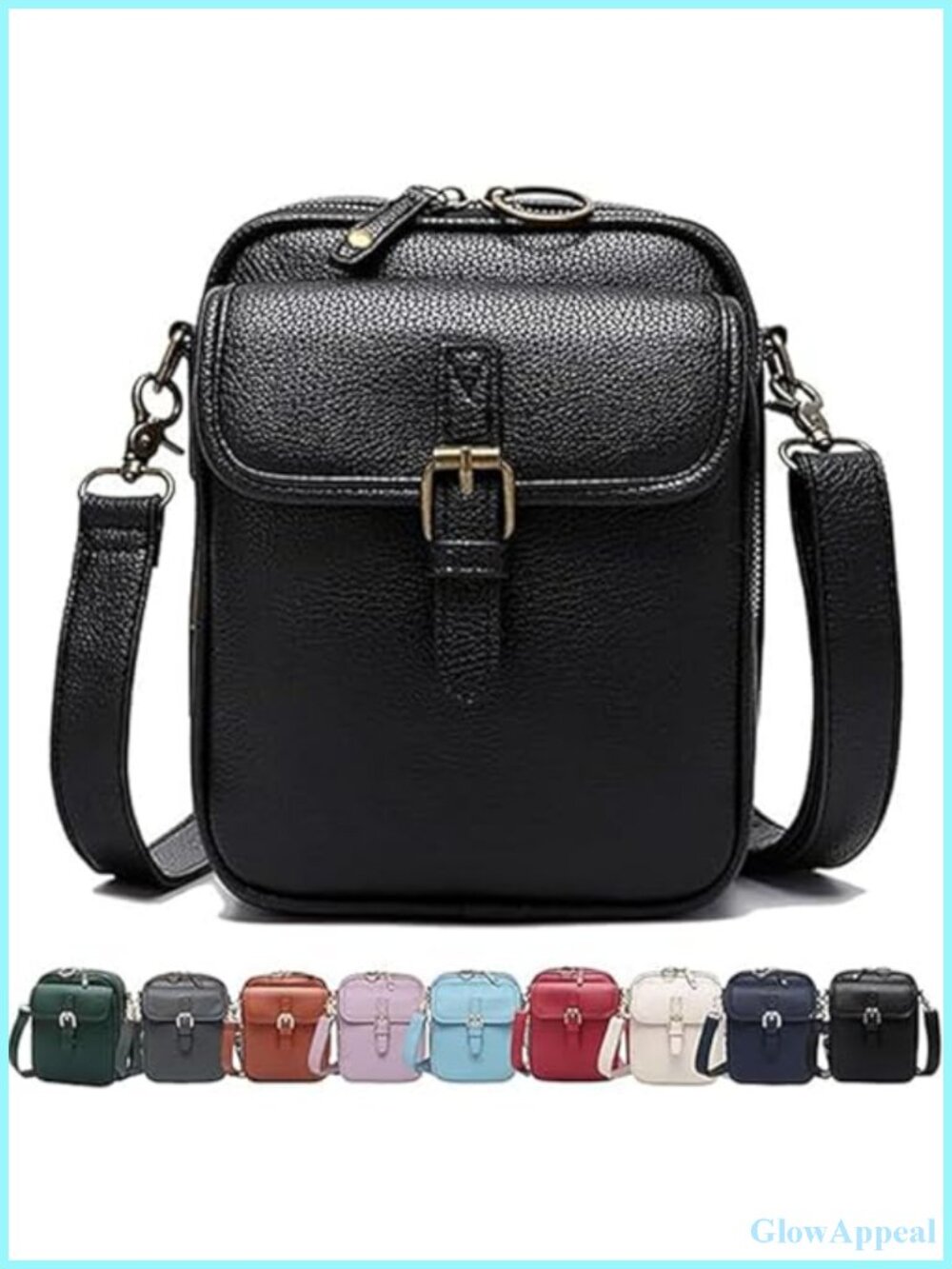 Faux Leather Crossbody Bag Anti-Theft Messenger with 10 Card Slots